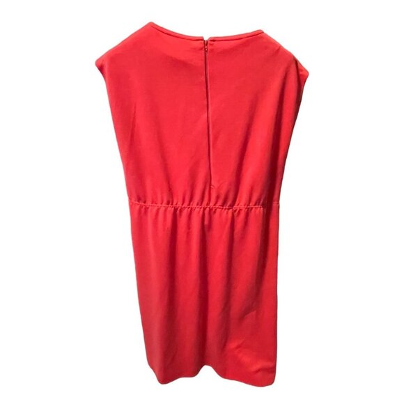 Vintage 80s Leslie Fay Red Knit Cap Sleeve Elastic Waist Midi Dress - Picture 2 of 9